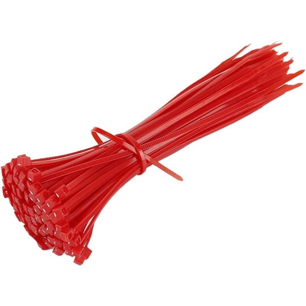 Pakke med 500 kabelbindere, røde, 200 mm x 2,5 mm, plast af premium kvalitet