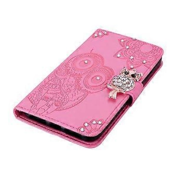 Plånboksfodral för Samsung Galaxy S24 FE Uggla Blomma Tryckt Strass Läderfodral Style F