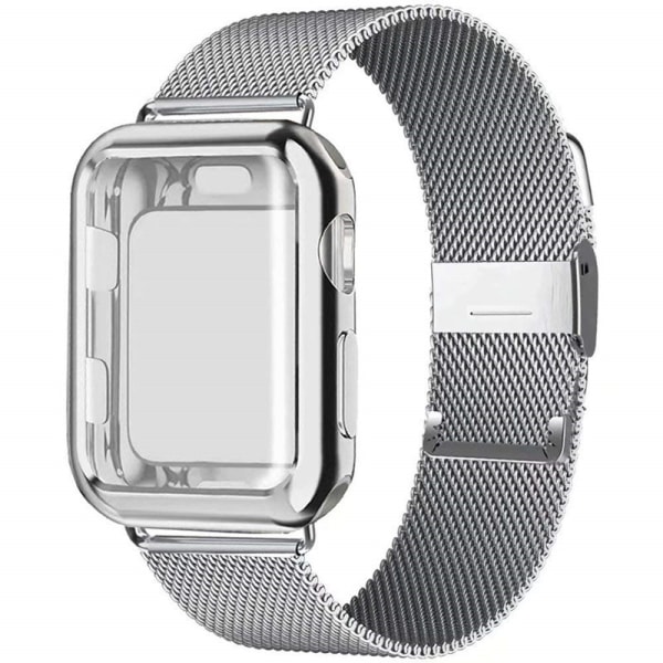 40 mm silverarmband med case och Apple Watch rem, magne