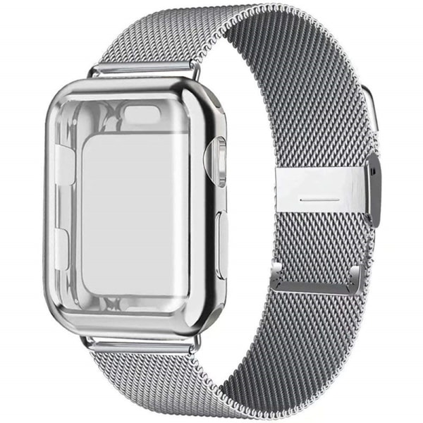 40mm sølvrem med silikondeksel og Apple Watch-rem, magne