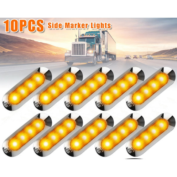 10 stk. 10 V-30 V 12V 24V 4 LED krombelagt bilramme LED sidelys bagpositionslys bil bus lastbil gul