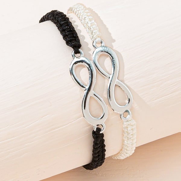 Infinity armband för kvinnor, handgjort svart rep flätat armband