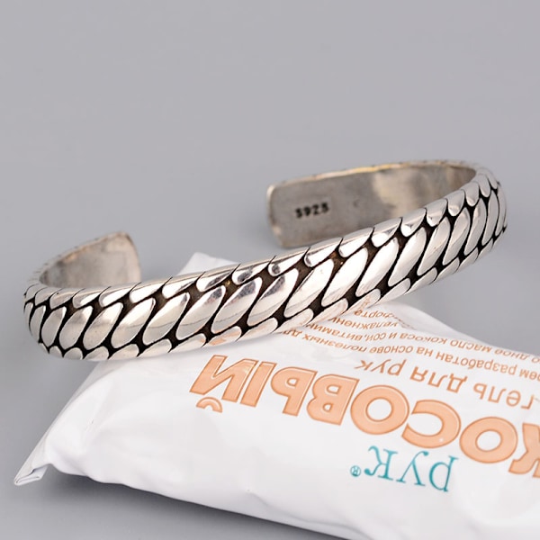 Klassisk kedjesilver  platt kedjearmband