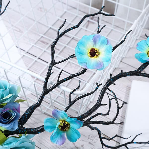 Fairy Tree Branch Mori Overdrevet Blomster Hårpynt Gevir Hodeplagg - Blå Rose