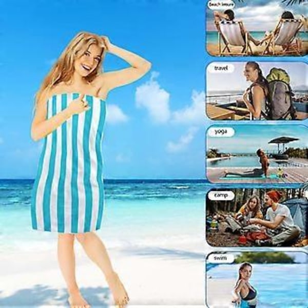 Strandhåndklæde Oversized Stribet Letvægts Pool Håndklæde Voksen Mænd Og Kvinder Svømning Rejsehåndklæde