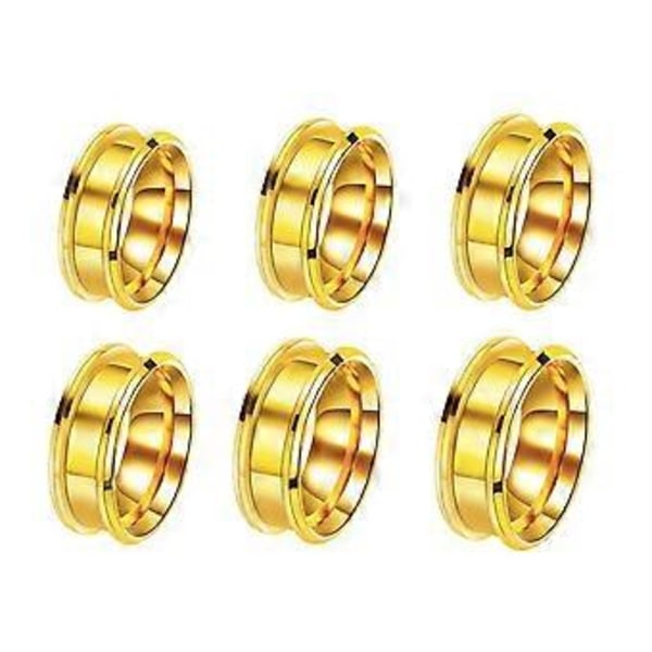 Sett med 6 Rillede Fingerringer Moderne Tomme Ringer DIY Ringer Materiale Rustfritt Stål Materiale Egnet for DIY Ringer Gold
