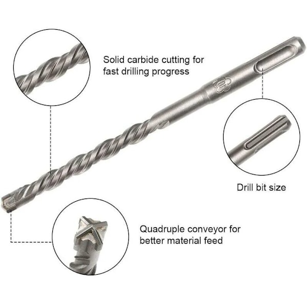 9 stk betongbor (5 mm 16 x 160 mm), SDS-Plus elektrisk hammerbor