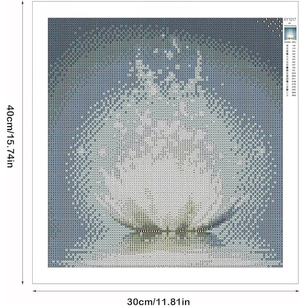 DIY 5D Diamantmålningssatser, 30x40cm 5D Vit Lotus Konst och Hantverk