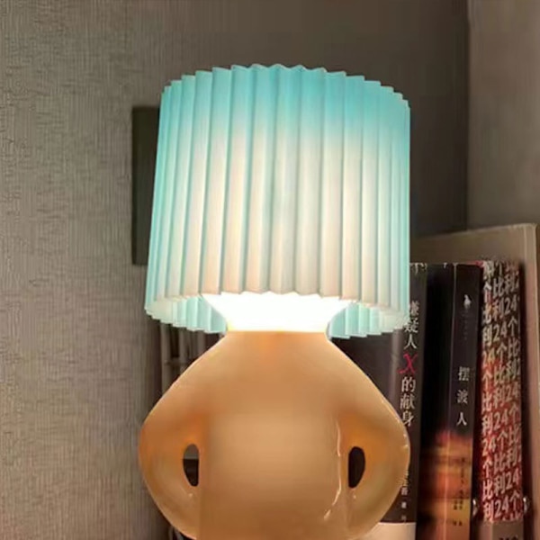 Blå bordlampe for sjenerte menn, kreativ bordlampe for slemme gutter