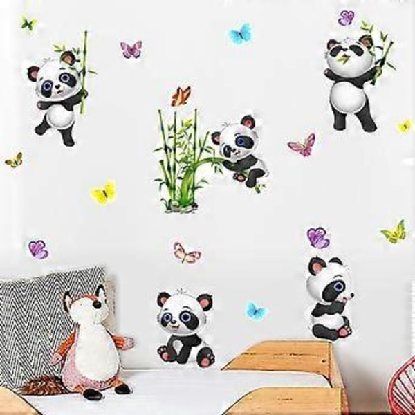 1 Set Kreativa Panda Väggdekaler Självhäftande Tecknad Djur Väggdekaler Dekorativ Tapet för Hem Vardagsrumsinredning