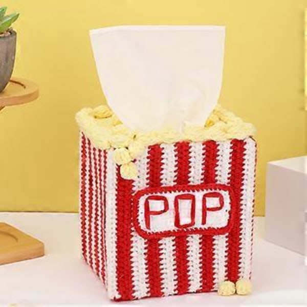 Virkningsset för pappersnäsdukslåda för barn, vuxna, nybörjare, inkluderar steg-för-steg-instruktioner, virknål, garn, stickningstillbehör carrot tissue box