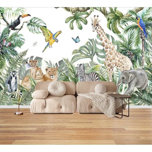 1 stk 200x150cm Non-Woven Tapet Jungeldyr Giraff Elefant