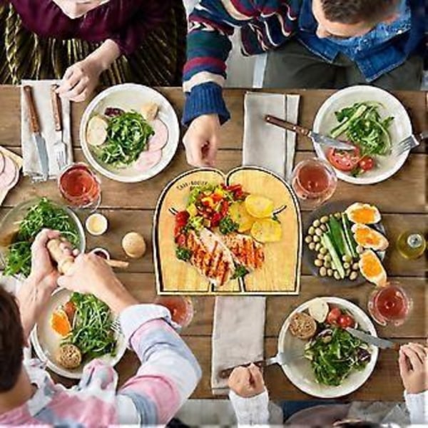 Matbrett i tre, serveringsbrett med unik form, dekorasjon til fest, høytid og innflytningsfest