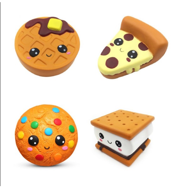 4 stk. Vaffelkage Pizza Kaffe Kop Kawaii Duftende Bløde Langsomme Risi