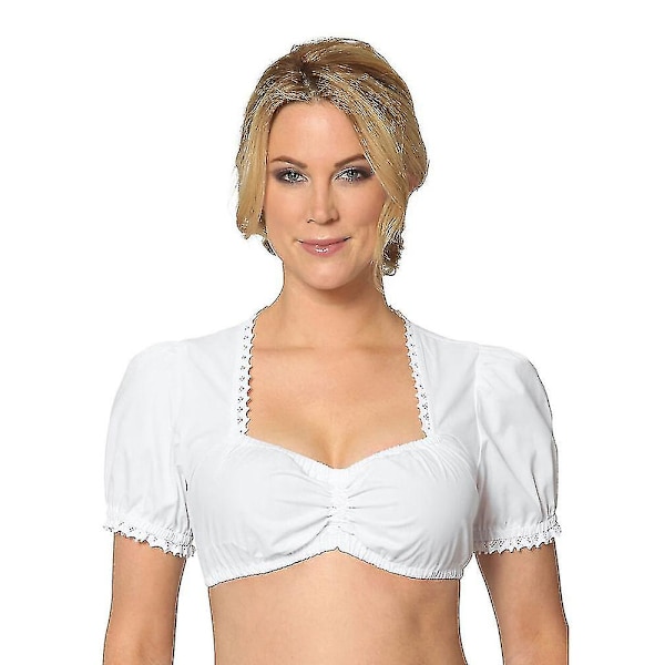 Womens Oktoberfest Elegant Dirndl Blus Svart Dirndl Blus Spets Blus.M.Pärlvit