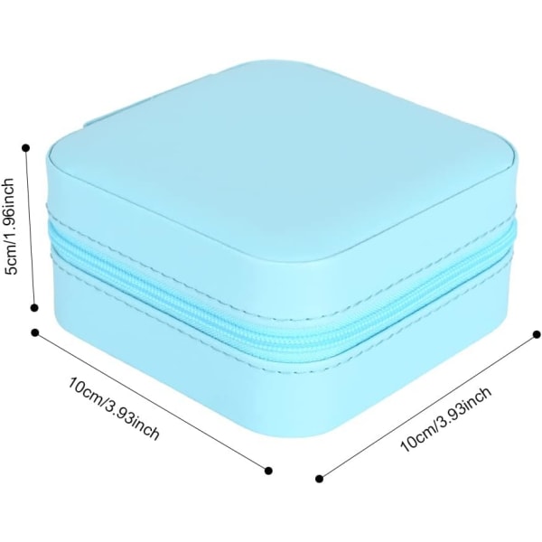 Bärbar Mini Smyckeskrin (Blå) - Dubbelskiktad Läder Resa J