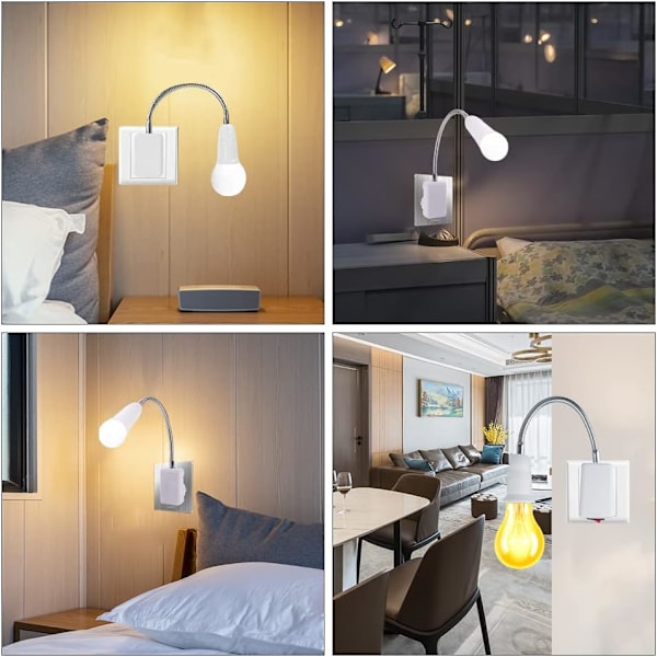 E27-uttag med trådlös strömbrytare, 2 stycken 360 graders justerbar e