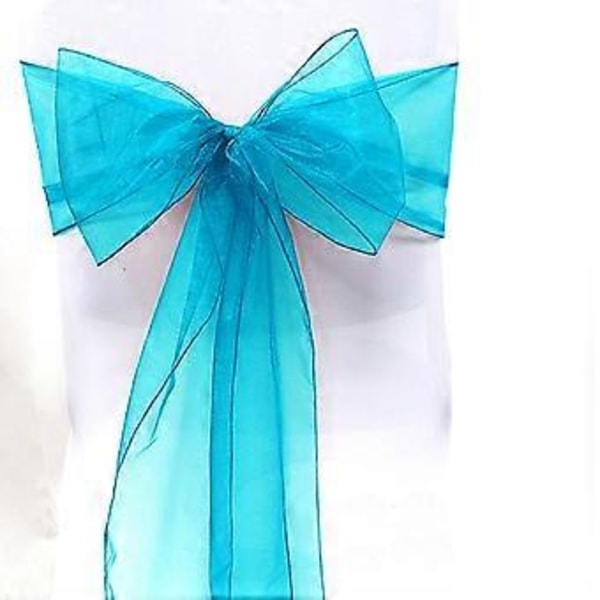 Organza Tuolinpäällinen Leveät Tyllirusetit Nauha Solmio Häät Juhlat Aqua Blue 100 Pcs
