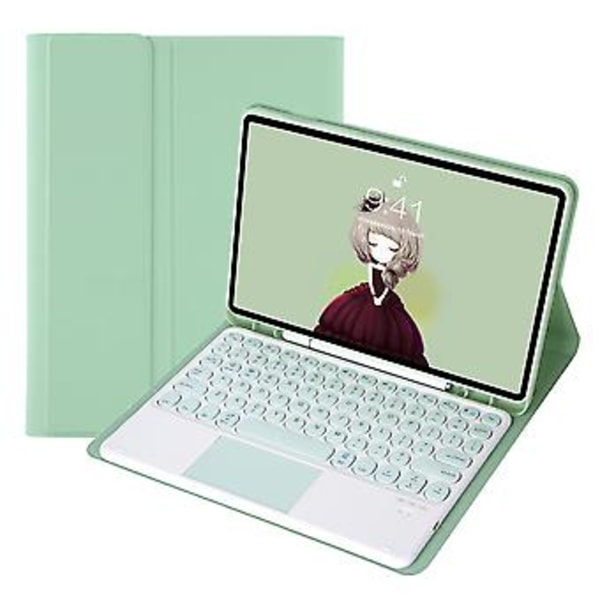 Tangentbord + Läder För Samsung Galaxy Tab A8 10.5 2021 Mörkgrön Light green