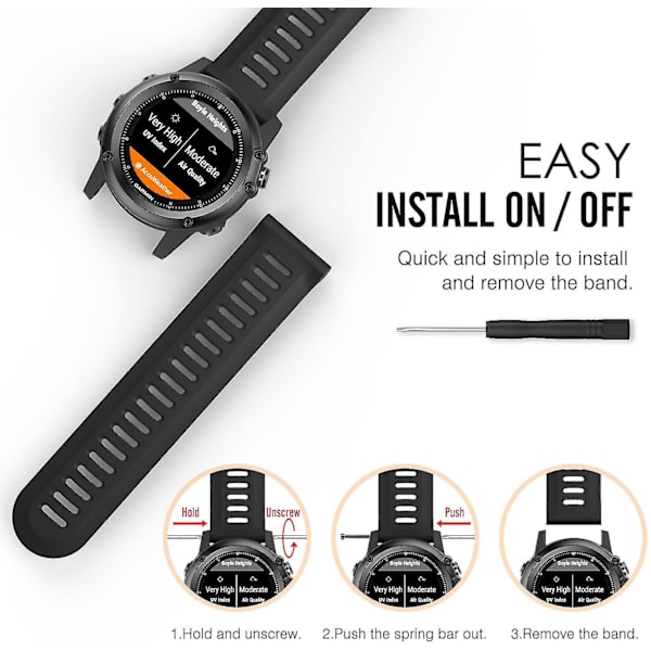 Sopii Garmin Fenix 3/Fenix 5x pehmeä silikoniranneke, sopii Garmin Fenix 6x/finix 6x Pro/Fenix 3 Hr/5x Plus 26mm, oranssi