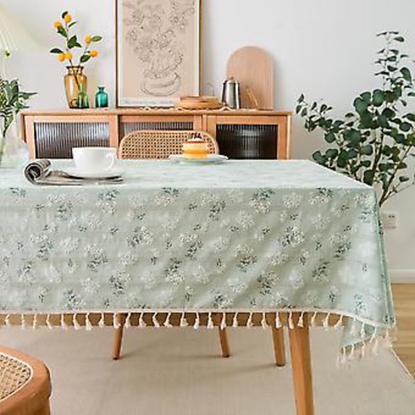 Pöytäliina Pastoraalinen Puuvillapellava Pöytäliina Suorakulmio, Pestävä Vintage Pöytäliina Kukka Kuvioilla, Pölytiiviit Pöytäliinat Sisä- Ja Ulkokäyttöön