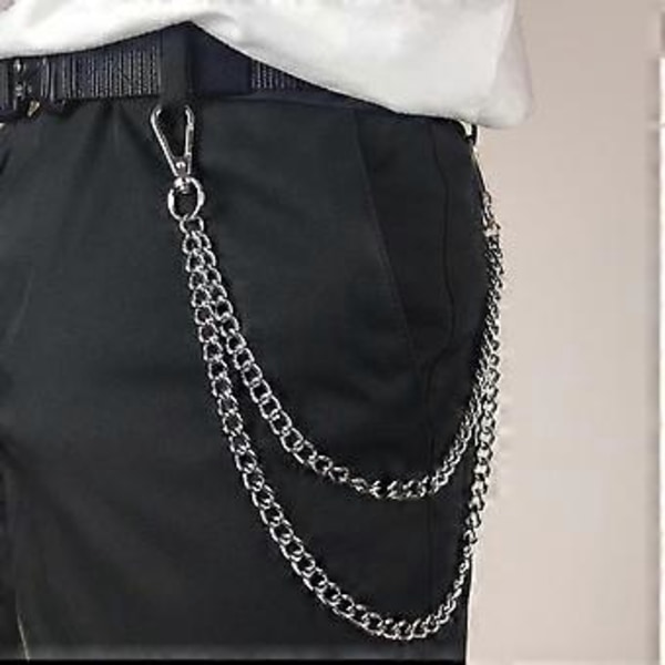 Silver Byxkedja Bälteskedja Nyckelring Plånbokskedja Punk Rock Hip-hop Kedjor Jeans Motorcyklist Plånbok Byxkedjor för Män