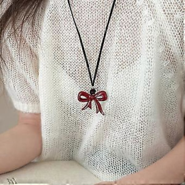Muodikas rusettikuvioinen kaulakoru, musta nahkakaulakoru, monikäyttöinen neuleasuste, sopii erilaisiin tilaisuuksiin ribbon bow