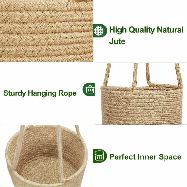 1 st hängande planter i jute rep hängande korg vävd växt hängare