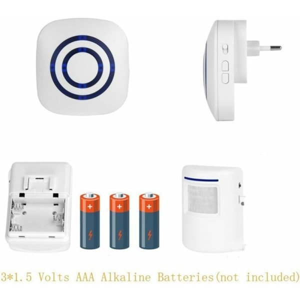 Hvid Passage alarm/butikklokke trådløst system med bevægelse/adgang