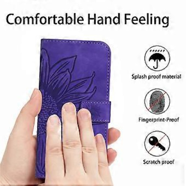 Til Oppo A58 4G Wallet Telefon Cover Solsikke Prægning Stativ Læder Etui med Håndrem Style J