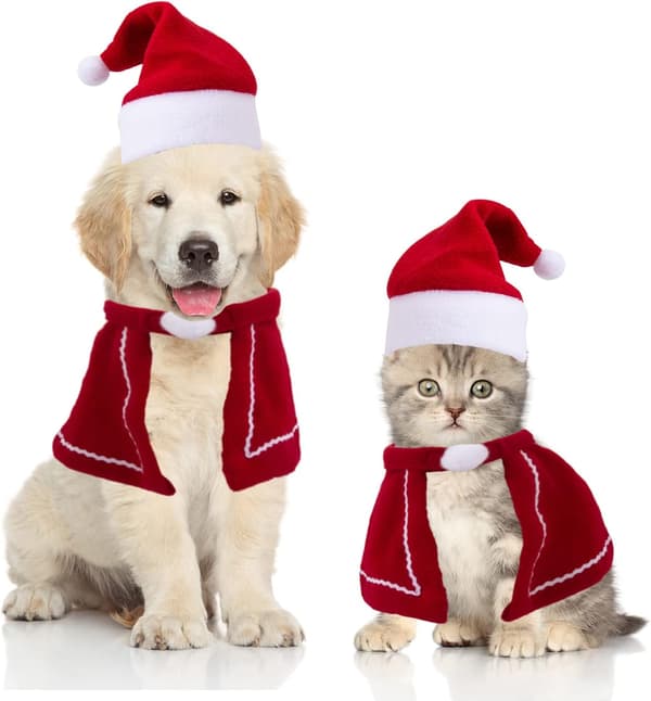 Julehat til kæledyr, jules巾 til kæledyr, julekostume til katte og hunde, f