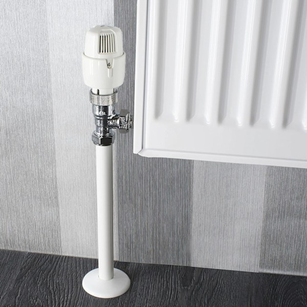 Radiatorrørsdækning SnapFit 2-delt sæt 200 mm lang 15 mm rør centralvarme påklipsdækning Snappit (hvid)