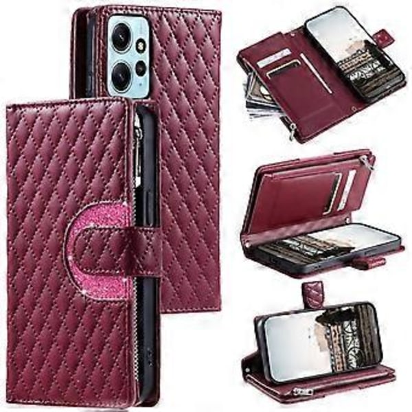 Tyyli 012 Xiaomi Redmi Note 12 4G -puhelinkuorelle Nahkainen puhelinkotelo vetoketjullisella lompakkotelineellä Style C