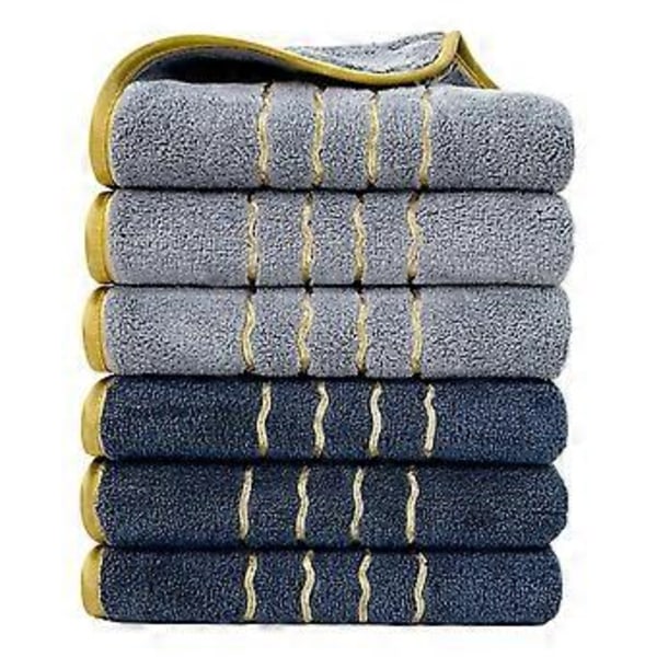 6-delt Håndklesett Velvet Spun Svært Absorberende Mykt Badehåndkle Egnet For Baderom Spa Gym B