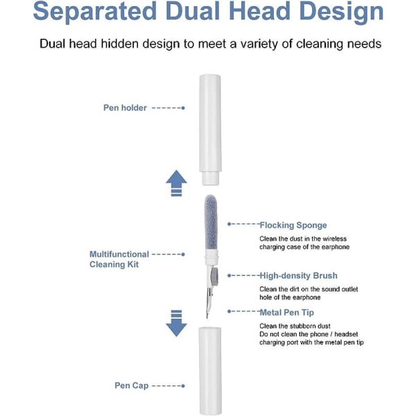 1PC Airpods rengjøringssett, bærbar Airpods rengjøringsdings, 3 i 1