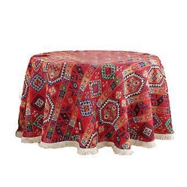 Rund Texturerad Bordsduk Tvättbar Bordsöverdrag Mjuk Bordsduk Fläckbeständig, Perfekt för Kök, Middag, Picknick Vinröd Burgundy 100cm