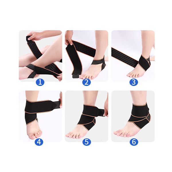Et par (blå) ankelstøttebandage justerbar åndbar elastisk