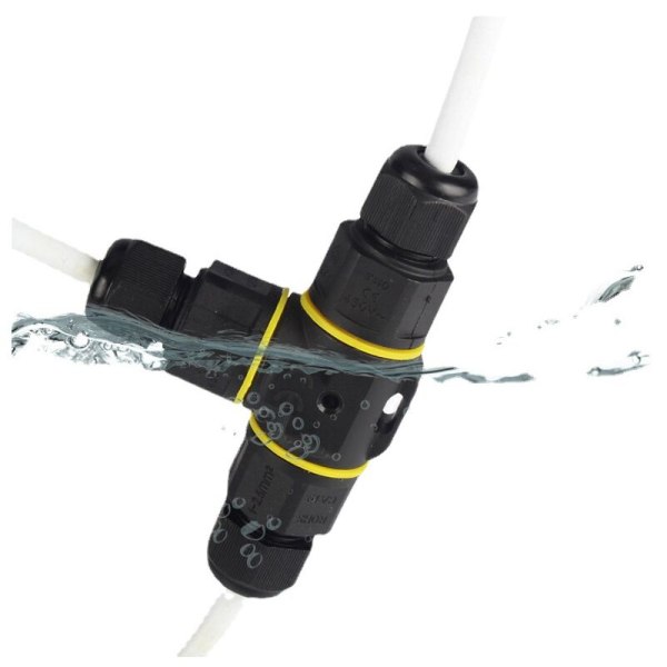 Sats med 2 vattentäta T-kopplingar, IP68, max sektion 1,5 mm²