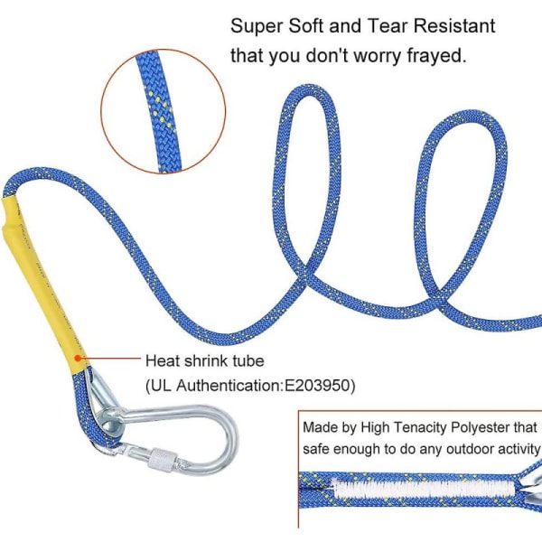 (10m) Blått statisk klatretau Tilbehør Tauutstyr Escape