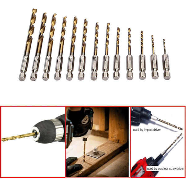Solros 13 delar HSS (1,5-6,5 mm) spiralformade metallborr med C