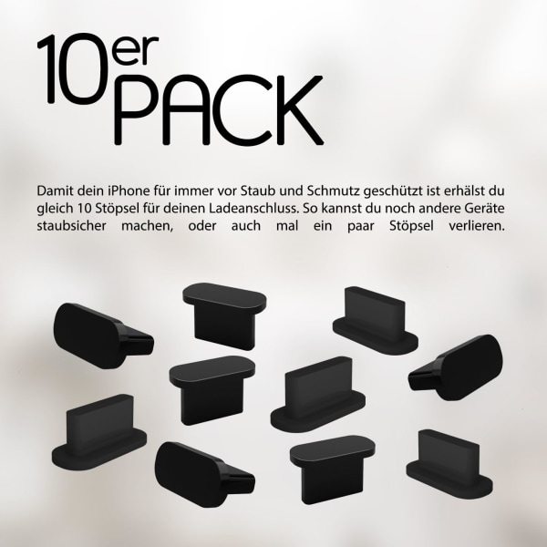 10x støvstik kompatible med iPhone 7/8/X/Xs/Xr/11/11Pro/SE/12/