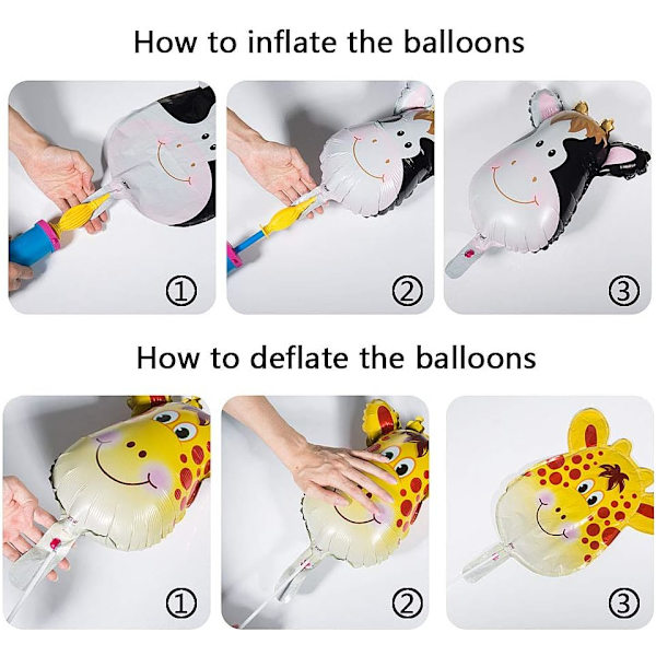 6 stk. dyrefolie ballonger, heliumballonger, Parf