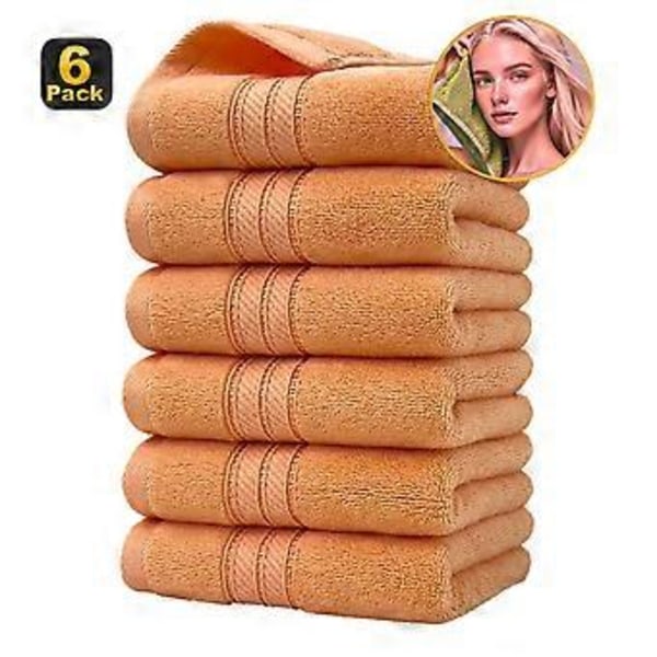 6 Pyyhettä Pakkaus Puuvilla Pehmeät Ja Erittäin Imukykyiset 400GSM Pyyhkeet Kylpyhuoneeseen Kuntosalille Suihkuun Hotelliin Ja Kylpylään Orange