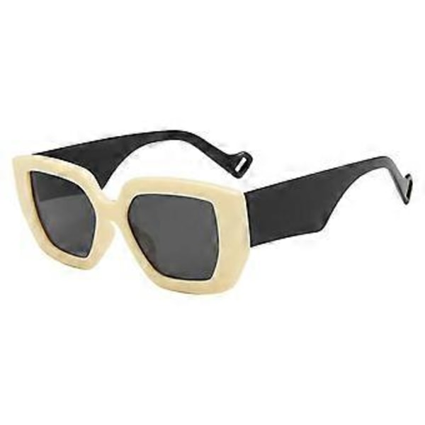 Trendikkäät ylisuuret aurinkolasit UV400 Ajo Retro-silmälasit Moottoripyörä Kehystetyt naarmuuntumattomat lasit Katumuoti Beige