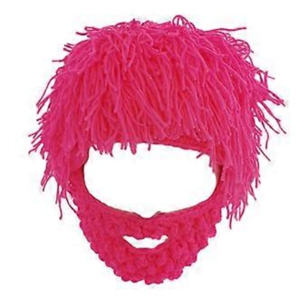 Stickad Mössa Stickad Beanieluva Casual Maskeradrekvisita Män Kvinnor Varm Huvudbonad Vinter Luddig Vintermössa för Semester Snowboardåkning (Rosröd S)