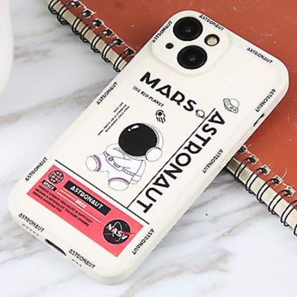 Silikone Telefon Cover til iPhone 13 Mars Astronaut-White