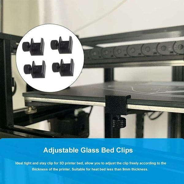 Glasbäddklämmor Glashyllfäste Aluminiumlegering 3D-skrivare Varm
