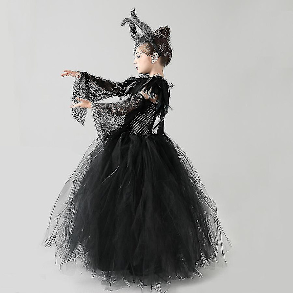 Maleficent Paha Pimeä Kuningatar Halloween Tyttöjen Puku Deluxe Musta Glam Mekot Lapset Pallomekko Robe Lapset Cosplay Vaatteet I.Maleficent 3.8-9T