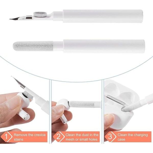 1PC Airpods rengjøringssett, bærbar Airpods rengjøringsdings, 3 i 1