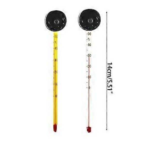 Internt Akvarium Letlæseligt Sugekop Termometer Stick Akvarietermometer Termograf Nøjagtigt Termometer Gul Yellow